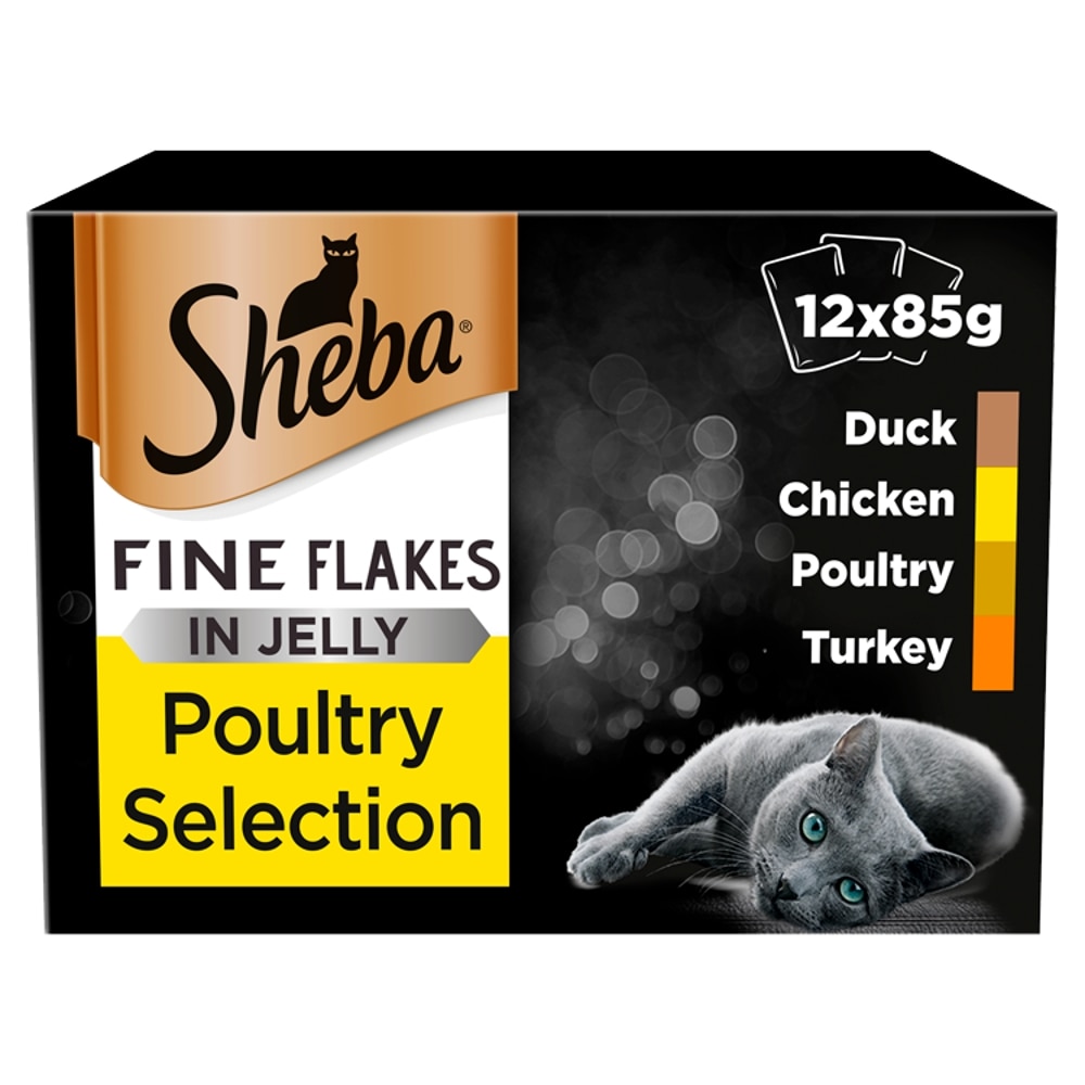 Sheba Fine Flakes Poultry in Jelly Cat Pouches - 12 x 85g